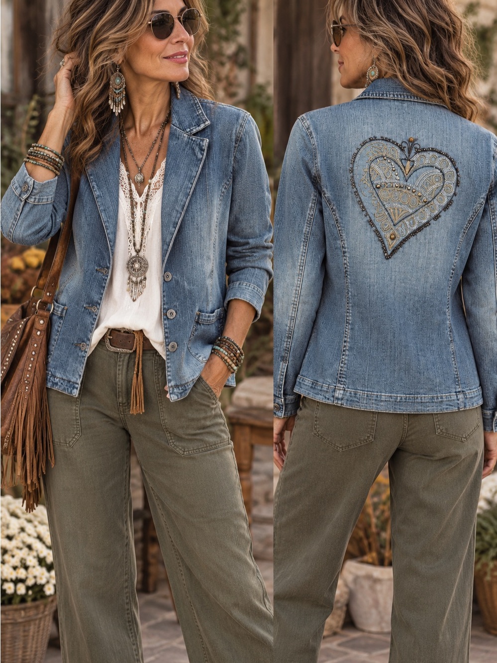 Chico's Platinum Light Blue Denim Blazer Jacket size 10